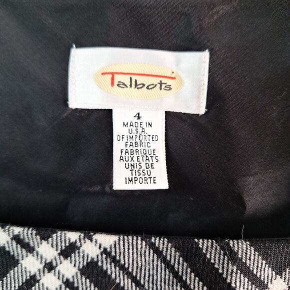 Vintage 90s/y2k Square Neck Wool Black White Plaid Dress Women Size 4 Small - Picture 3 of 7